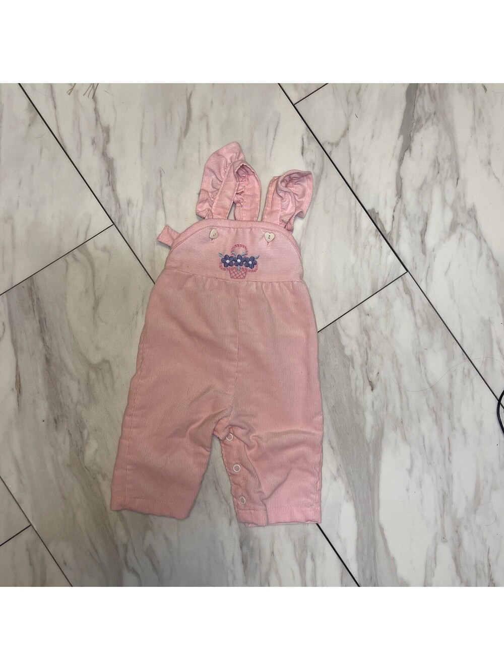 Vintage Healthtex Pink Corduroy Overalls Baby Girl 6 Mo Bunny Bear USA Made